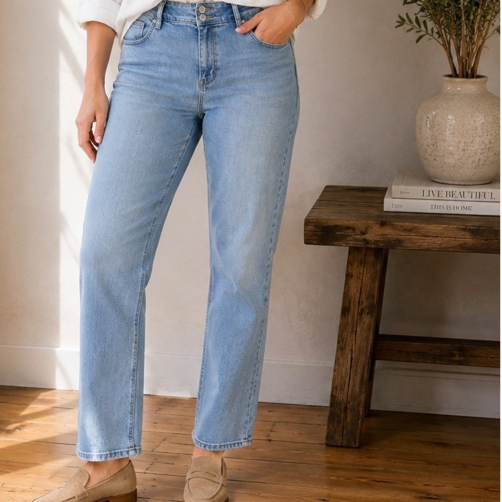 Hudson Jeans Womens 31 Straight Leg Light Wash Stretch Denim Flap Pockets 28.5